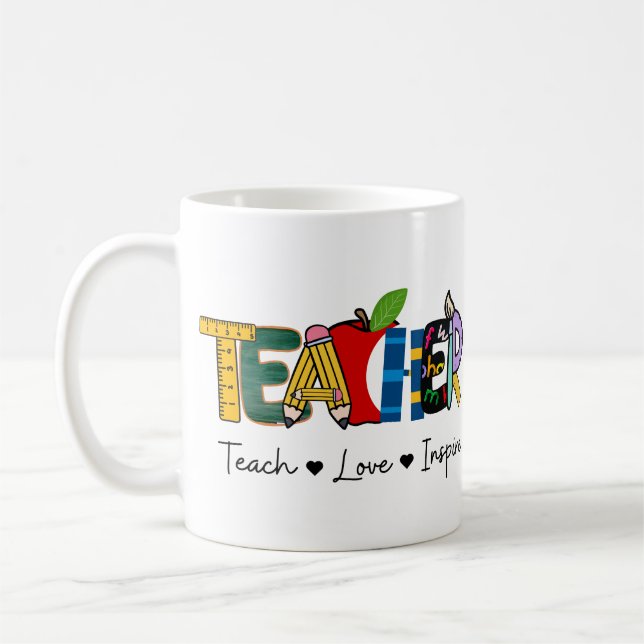 Teach Love Inspire Teachers Day gift Coffee Mug (Left)