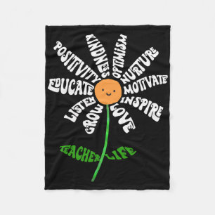 Teach Love Inspire Teachers Inspirational Flower T Fleece Blanket