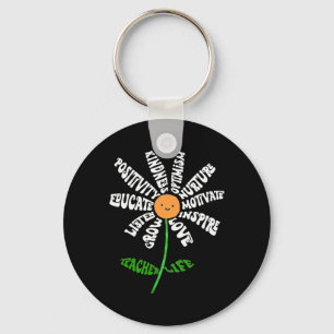 Teach Love Inspire Teachers Inspirational Flower T Key Ring