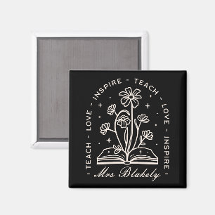 Teach love inspire witchy teacher personalised magnet