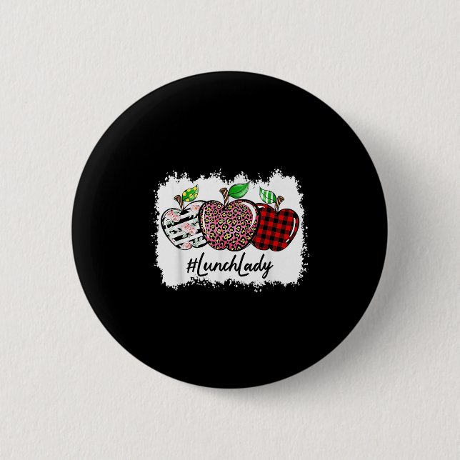 Teach Love Insre Lunch Lady Leopard Red Plain  6 Cm Round Badge (Front)