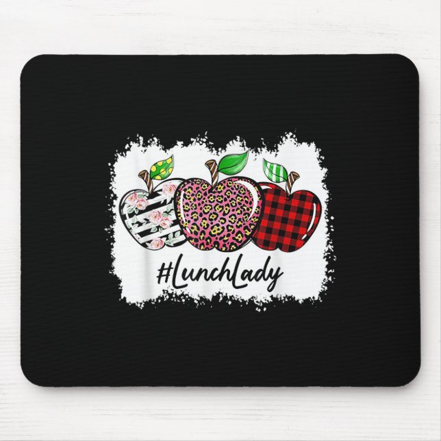 Teach Love Insre Lunch Lady Leopard Red Plain  Mouse Mat (Front)