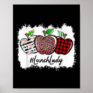 Teach Love Insre Lunch Lady Leopard Red Plain  Poster