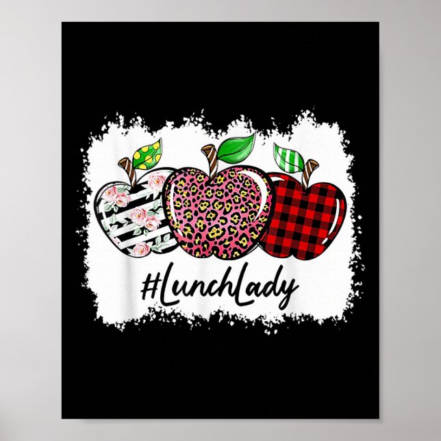 Teach Love Insre Lunch Lady Leopard Red Plain  Poster (Front)