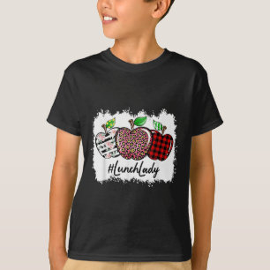 Teach Love Insre Lunch Lady Leopard Red Plain  T-Shirt