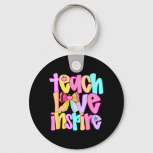 Teach Love Insre Preppy Back to School Teacher Key Ring