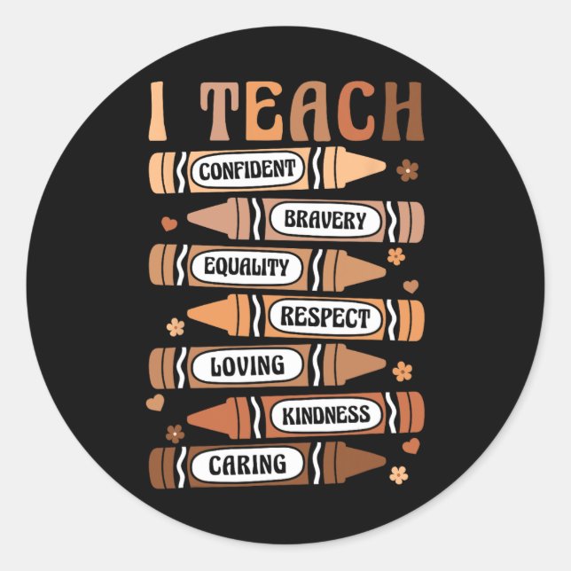 Teach Melanin Afro African Black History Month Tea Classic Round Sticker (Front)