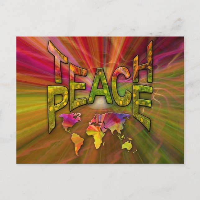 Teach Peace Around the World Postcard (Front)