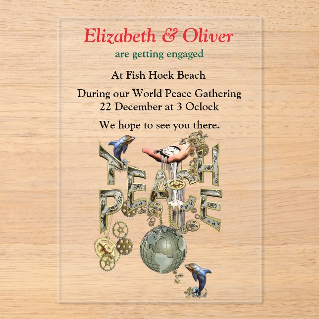Teach Peace Christmas Gathering  Acrylic Invitations (Front)