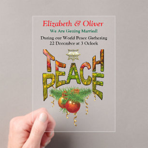 Teach Peace Christmas Gathering Acrylic Invitations