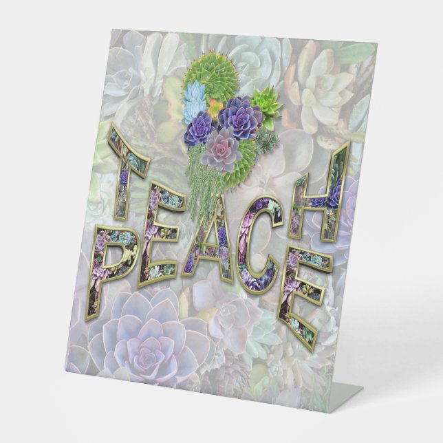 Teach Peace Christmas Gathering gifts Pedestal Sign (Front)