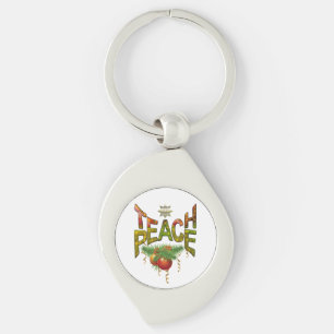 Teach Peace Christmas Gathering Key Ring