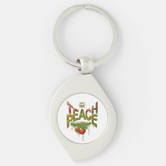 Teach Peace Christmas Gathering Key Ring (Front)
