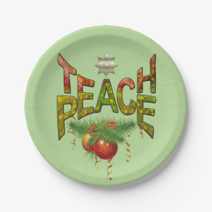 Teach-Peace Christmas party Paper Plate
