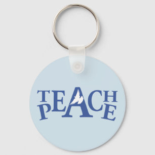 Teach peace graphic named keychain