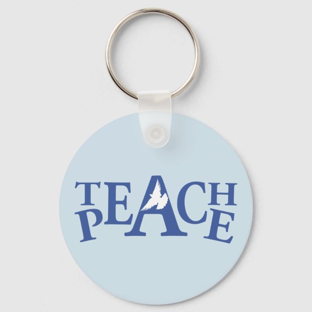 Teach peace graphic named keychain (Front)