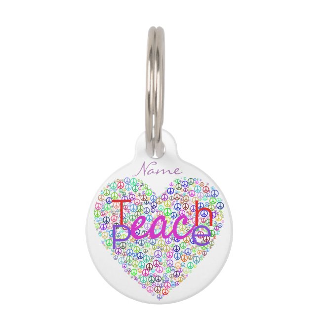 Teach Peace Heart Thunder_Cove Pet Tag (Front)