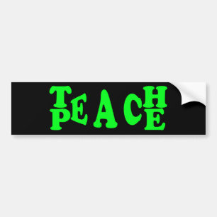 Teach Peace In Light Green Font Bumper Sticker