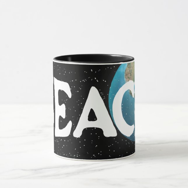 "Teach Peace" Text and Planet Earth Mug (Center)