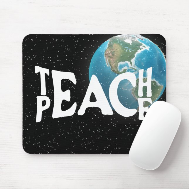 "Teach Peace" Text and Stars Mouse Mat (With Mouse)