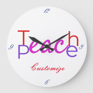 Teach Peace Thunder_Cove Large Clock