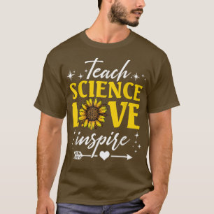 Teach Science Love Inspire Sunflower Leopard T-Shirt