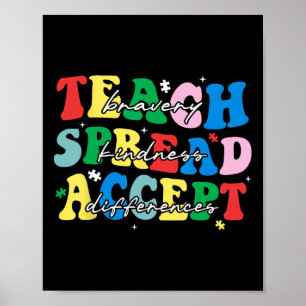 Teach Spread Accept Autism Acceptances Awarenes In Poster