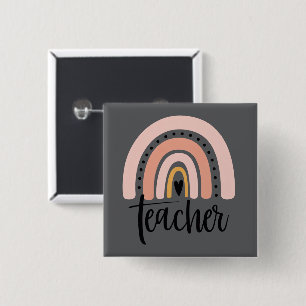 Teach Teacher Love Inspire Gift Rainbow 15 Cm Square Badge