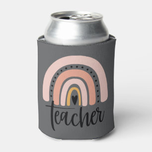 Teach Teacher Love Inspire Gift Rainbow Can Cooler