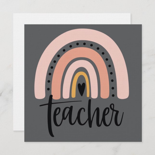 Teach Teacher Love Inspire Gift Rainbow  Invitation (Front/Back)