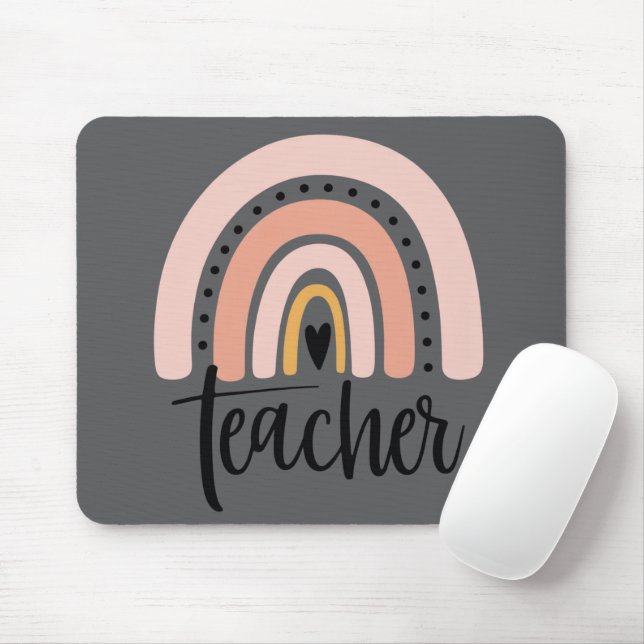 Teach Teacher Love Inspire Gift Rainbow  Mouse Mat (With Mouse)