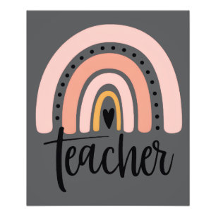 Teach Teacher Love Inspire Gift Rainbow  Photo Print