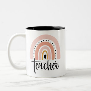 Teach Teacher Love Inspire Gift Rainbow Two-Tone Coffee Mug