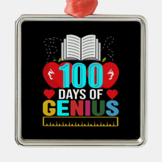 Teacher 100 Days Of Genius Metal Tree Decoration