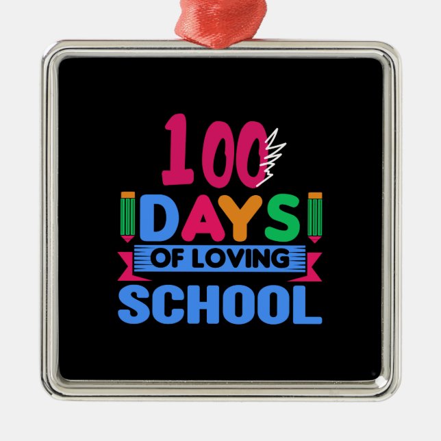 Teacher 100 Days Of Loving School Metal Tree Decoration (Front)