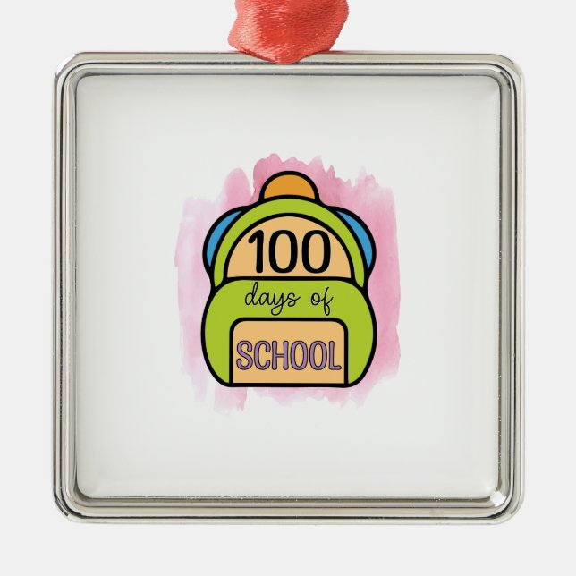 Teacher 100 Days Of School Metal Tree Decoration (Front)