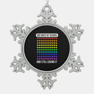 Teacher 100 Days Of School Snowflake Pewter Christmas Ornament