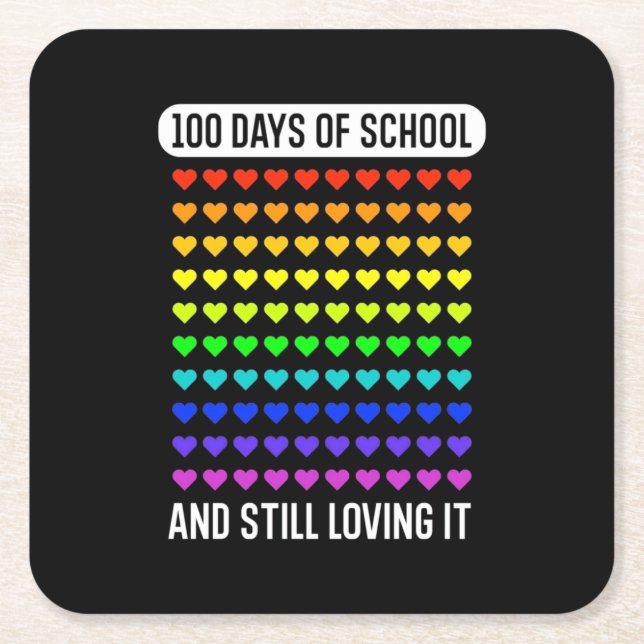 Teacher 100 Days Of School Square Paper Coaster (Front)