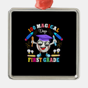 Teacher 100 Magical Days First Grade Metal Tree Decoration