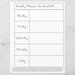 Teacher 5 Day Week Lesson Plan Silver Fabric Font
