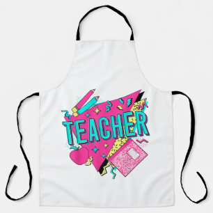 Teacher 90s Retro Colourful Teacher Back To School Apron