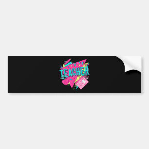 Teacher 90s Retro Colourful Teacher Back To School Bumper Sticker