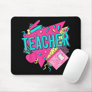 Teacher 90s Retro Colourful Teacher Back To School Mouse Mat