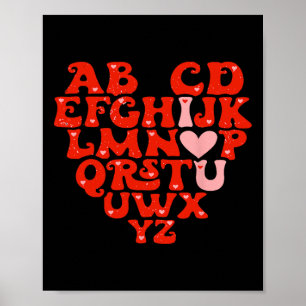 Teacher Abc Alphabet I Love You Heart Valentines D Poster