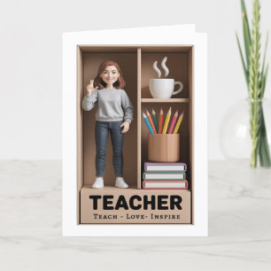 Teacher Action Figure AI Boxed Doll Style  Thank You Card