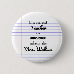 Teacher Aid Tote Bag & Button, Teaching Assistant 6 Cm Round Badge