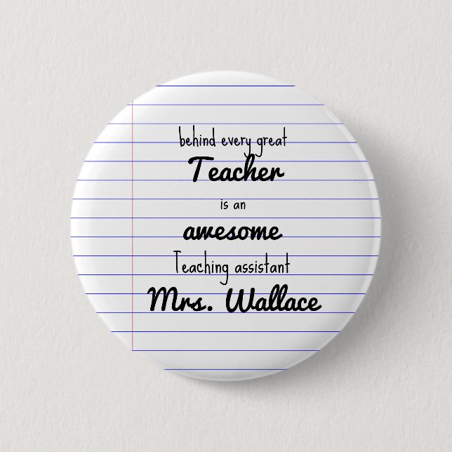 teacher aid tote bag teaching assistant TA 6 Cm Round Badge (Front)