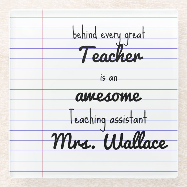 teacher aid tote bag teaching assistant TA Glass Coaster (Front)