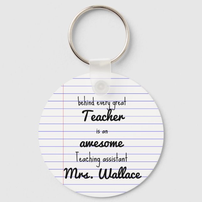 teacher aid tree  teaching assistant TA Key Ring (Front)