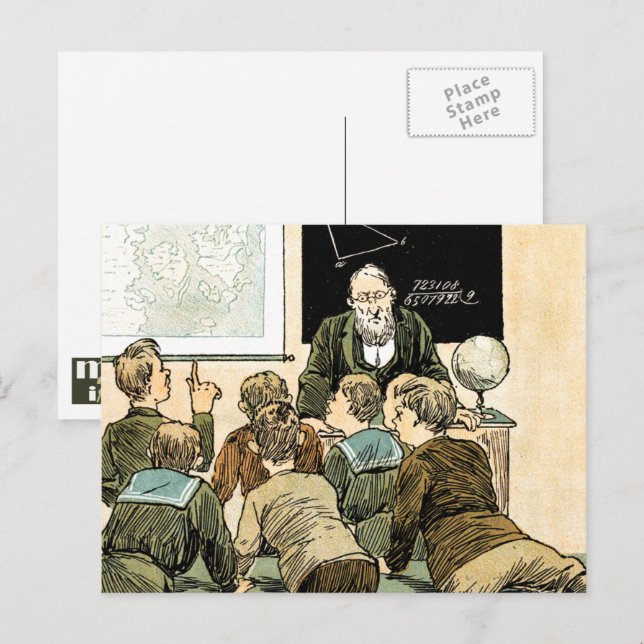 Teacher and students. Vintage Art  Postcard (Front/Back)